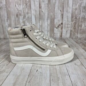 Vans Sk8-Hi MTE Warm Fuzzy Lined Suede Beige High Top Zipper Women's Sneakers